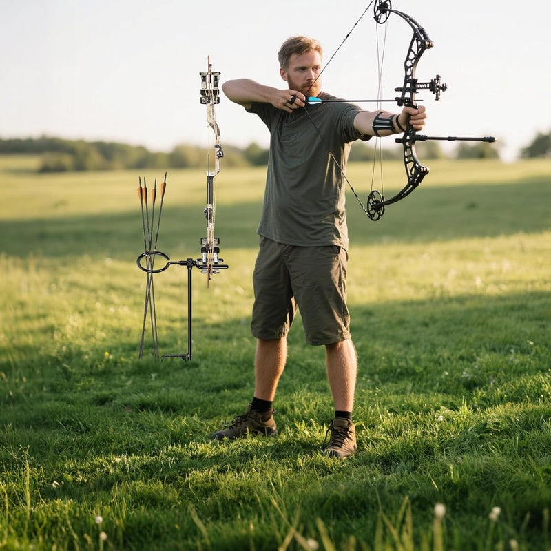 AHOSOUTLY Bow Stake with 360 Degree Adjustable Rotating Fork and Arrow Ring Strong Bow Arrow Bracket for Recurve/Compound Bow - Image 2